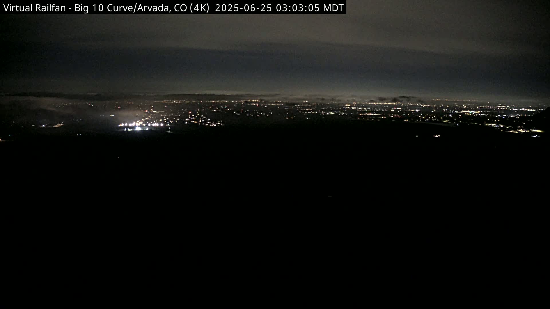 Denver Skyline  & Arvada Big  10 Curve Railroad Live Cam - Arvada, Jefferson, Colorado, USA