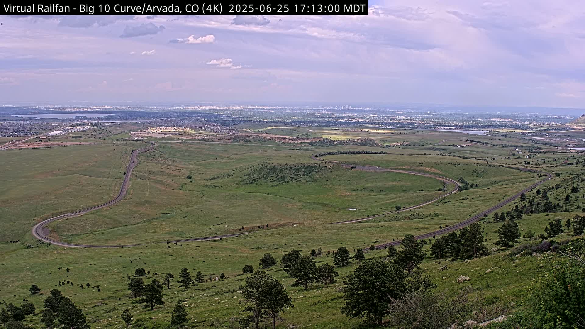 Denver Skyline  & Arvada Big  10 Curve Railroad Live Cam - Arvada, Jefferson, Colorado, USA