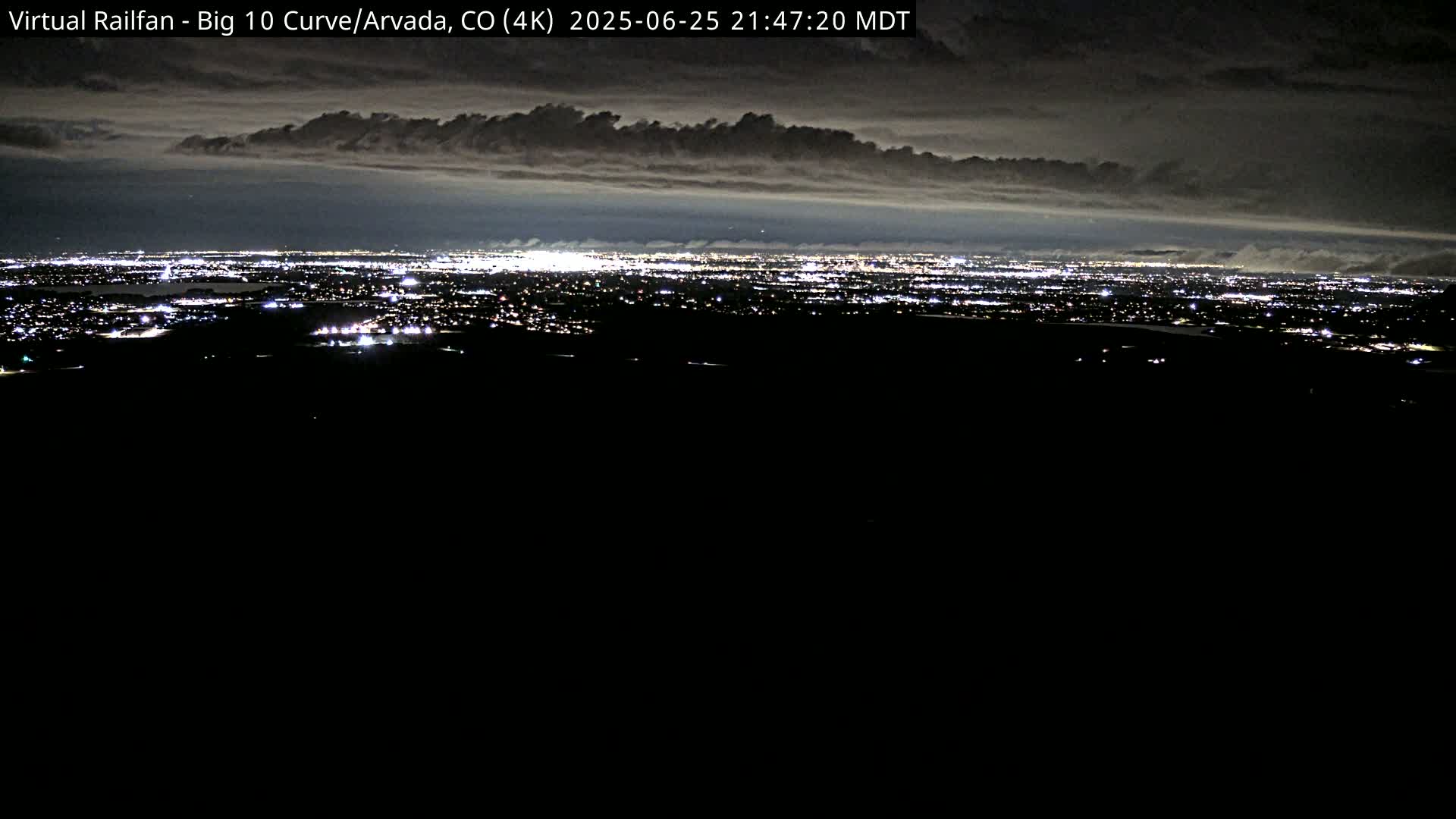 Denver Skyline  & Arvada Big  10 Curve Railroad Live Cam - Arvada, Jefferson, Colorado, USA