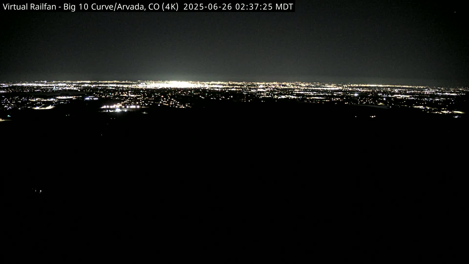 Denver Skyline  & Arvada Big  10 Curve Railroad Live Cam - Arvada, Jefferson, Colorado, USA