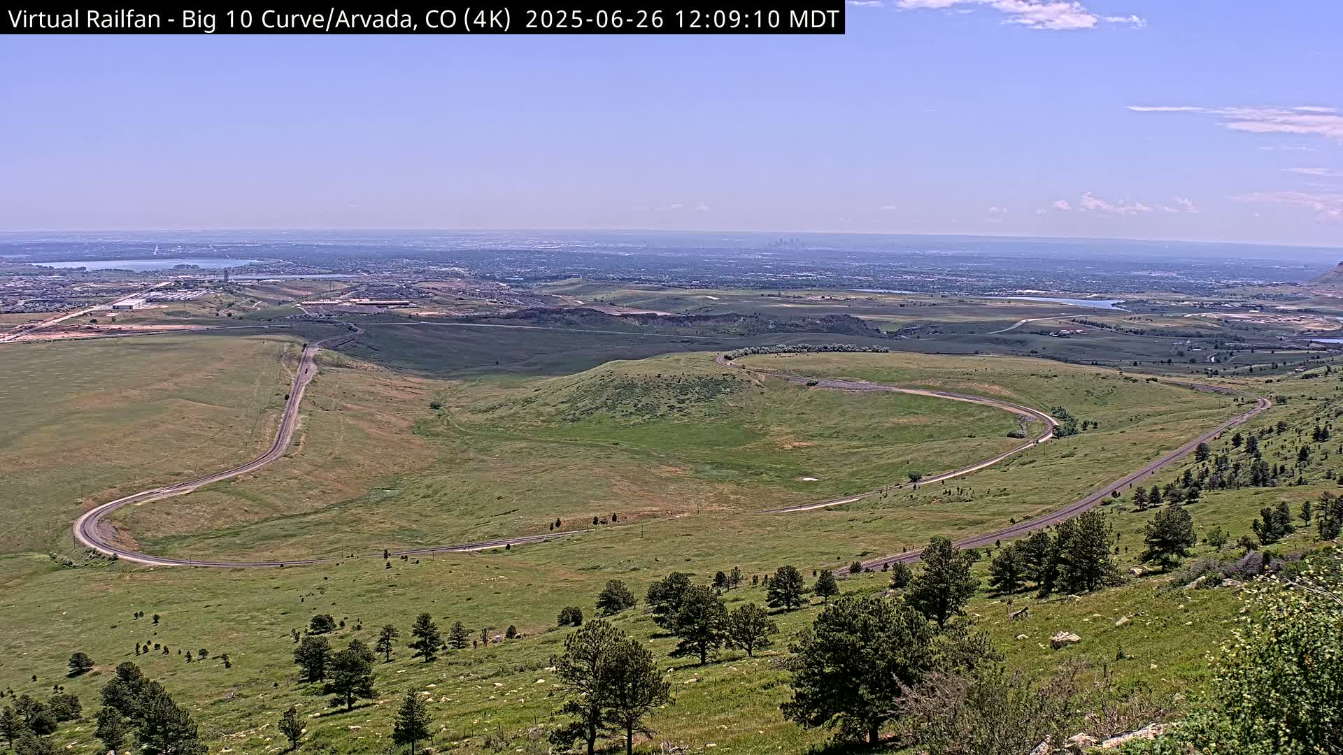 Denver Skyline  & Arvada Big  10 Curve Railroad Live Cam - Arvada, Jefferson, Colorado, USA