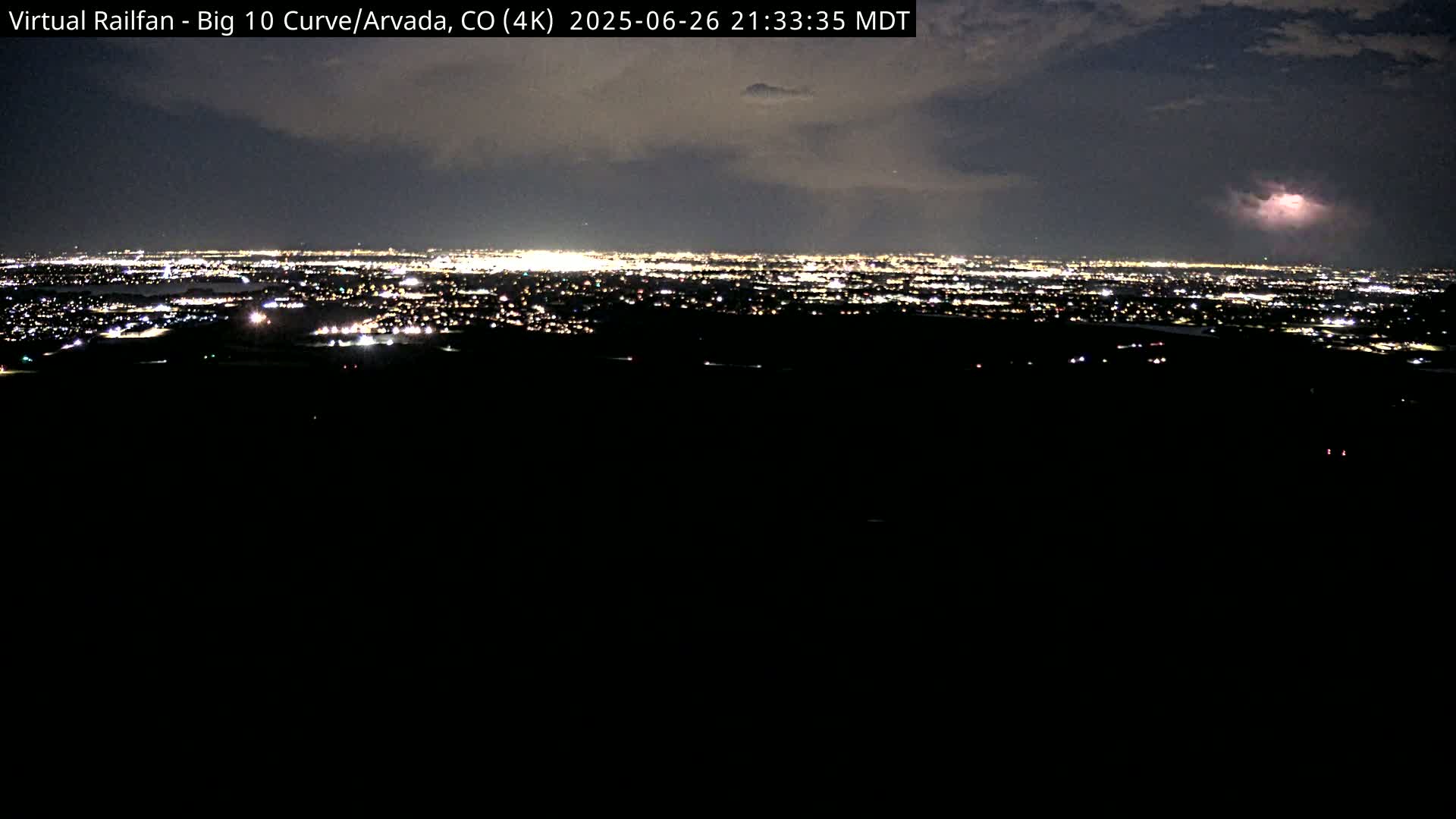 Denver Skyline  & Arvada Big  10 Curve Railroad Live Cam - Arvada, Jefferson, Colorado, USA