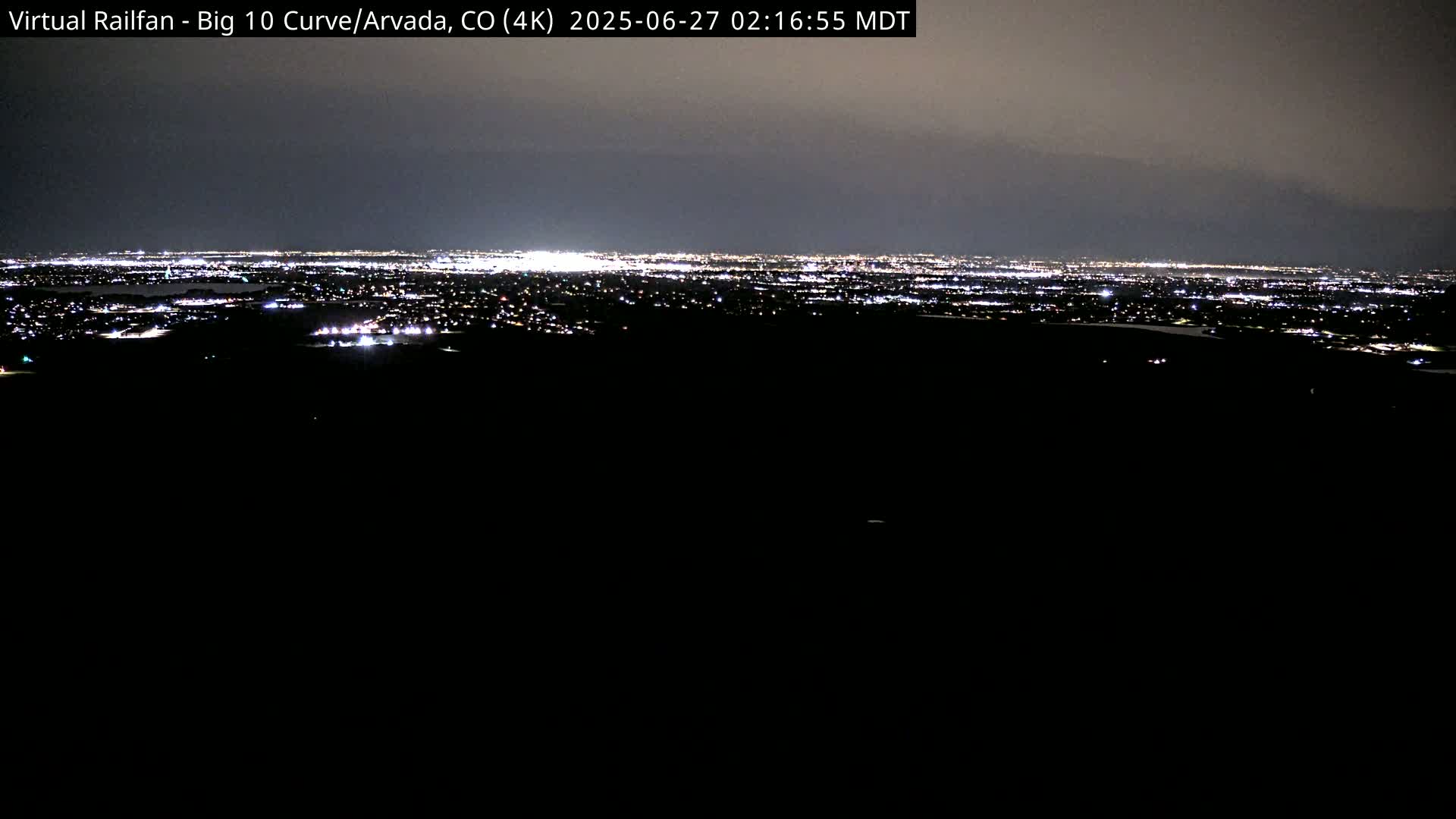 Denver Skyline  & Arvada Big  10 Curve Railroad Live Cam - Arvada, Jefferson, Colorado, USA