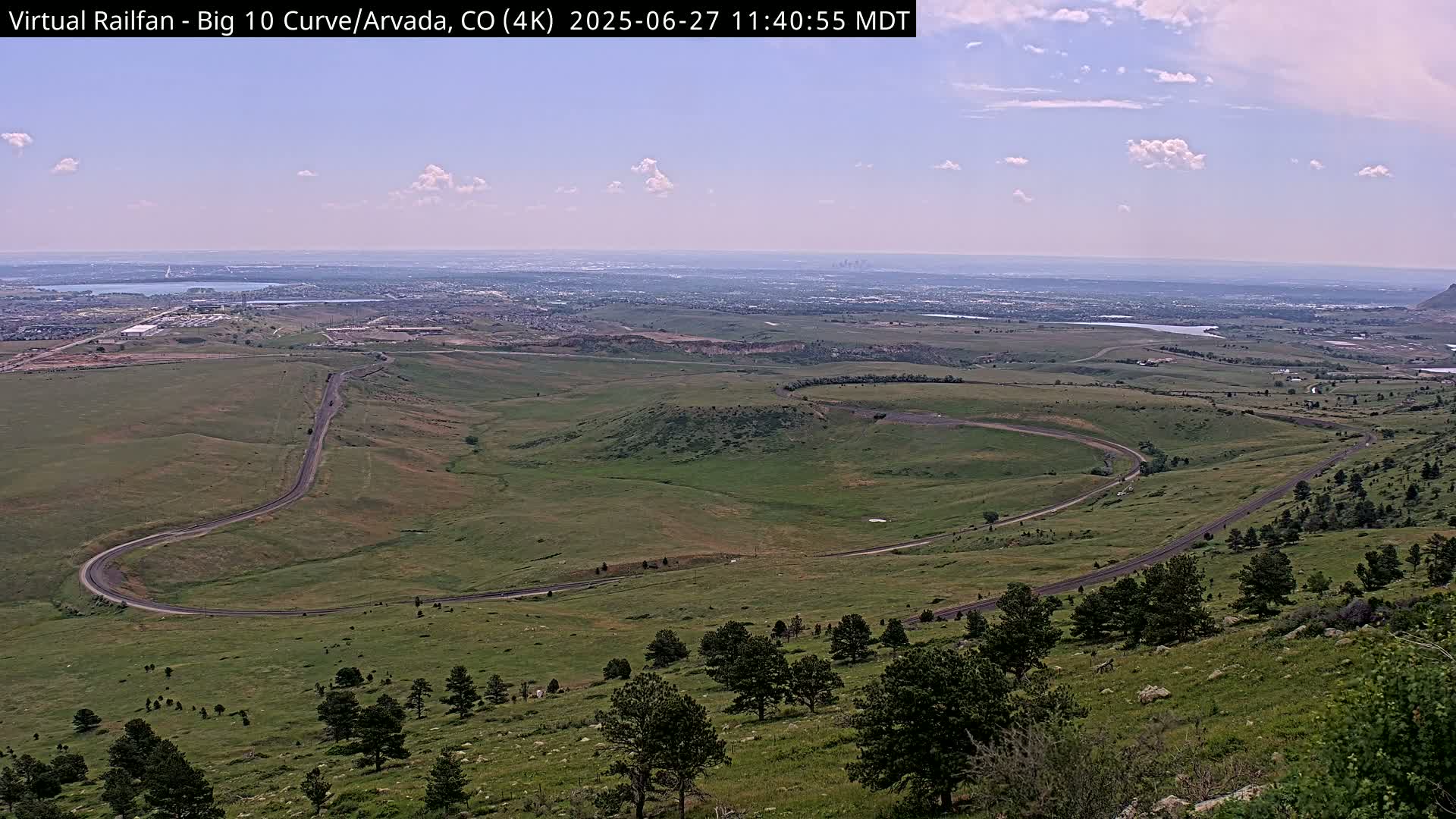 Denver Skyline  & Arvada Big  10 Curve Railroad Live Cam - Arvada, Jefferson, Colorado, USA