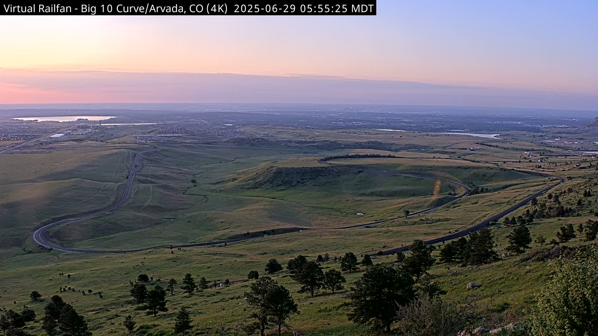 Denver Skyline  & Arvada Big  10 Curve Railroad Live Cam - Arvada, Jefferson, Colorado, USA