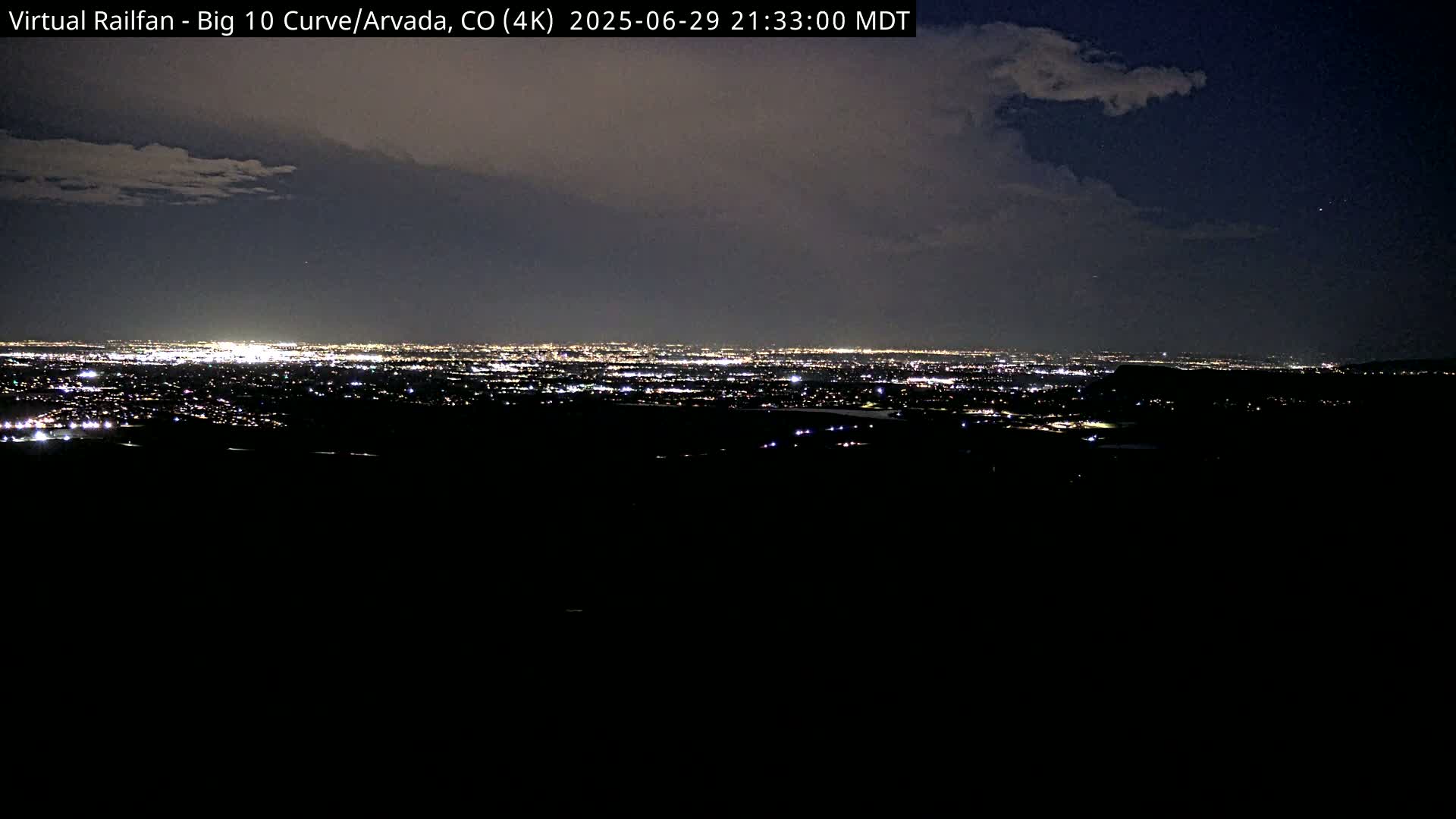 Denver Skyline  & Arvada Big  10 Curve Railroad Live Cam - Arvada, Jefferson, Colorado, USA