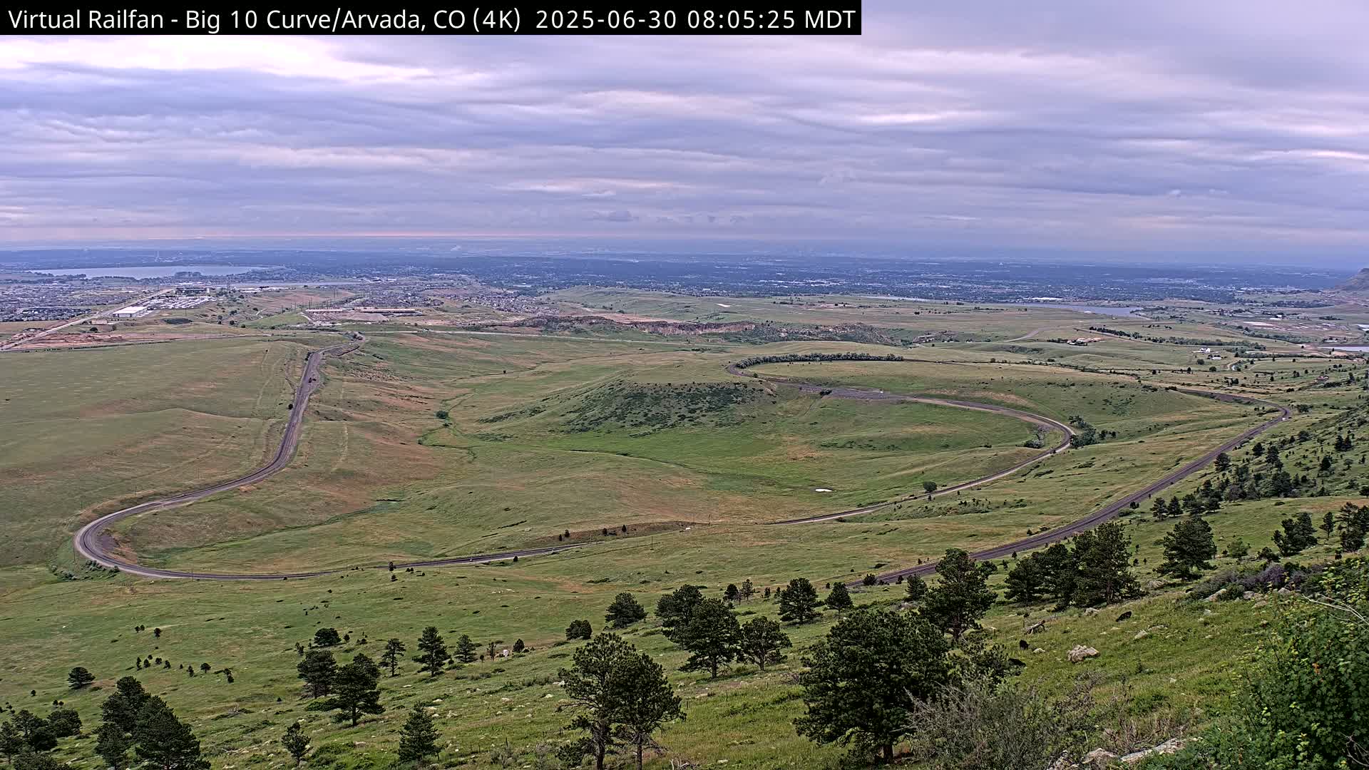 Denver Skyline  & Arvada Big  10 Curve Railroad Live Cam - Arvada, Jefferson, Colorado, USA