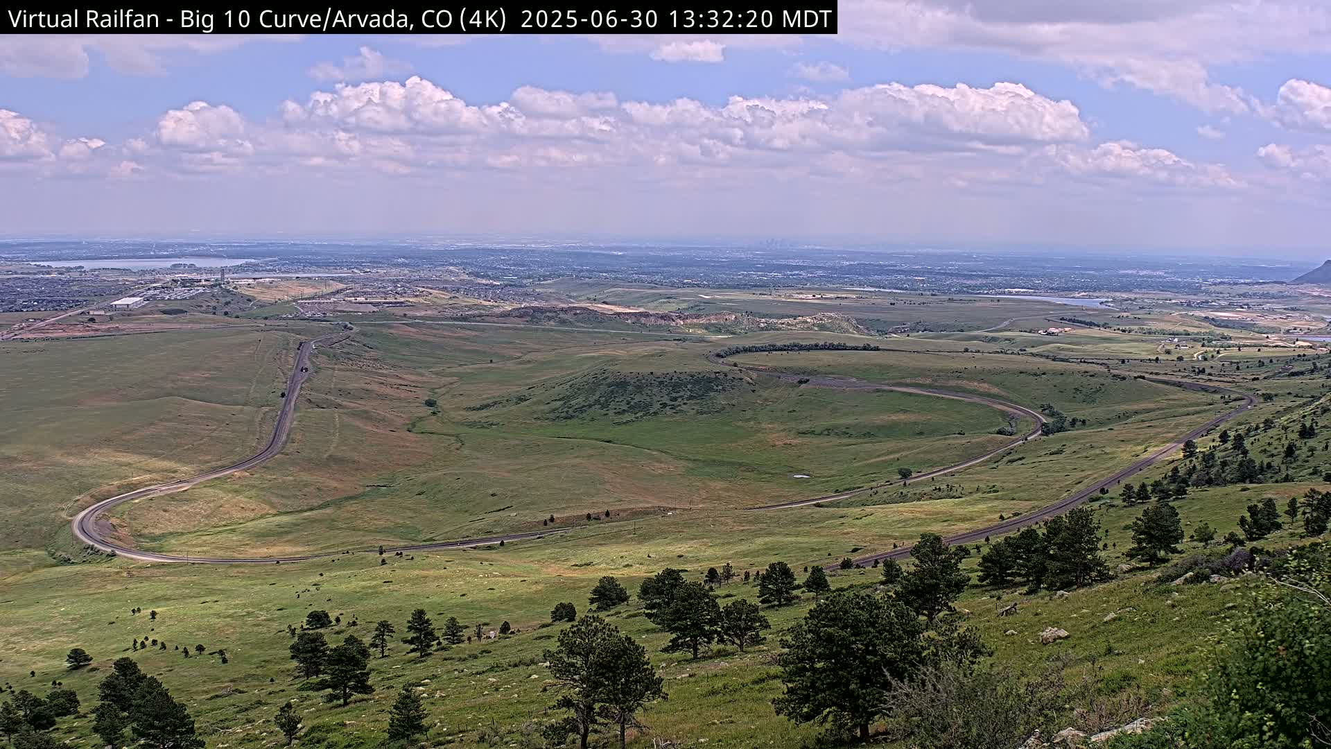 Denver Skyline  & Arvada Big  10 Curve Railroad Live Cam - Arvada, Jefferson, Colorado, USA