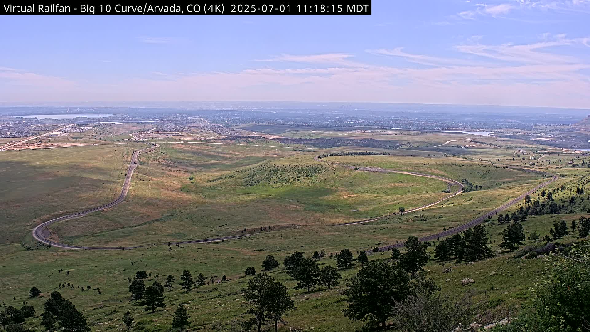 Denver Skyline  & Arvada Big  10 Curve Railroad Live Cam - Arvada, Jefferson, Colorado, USA