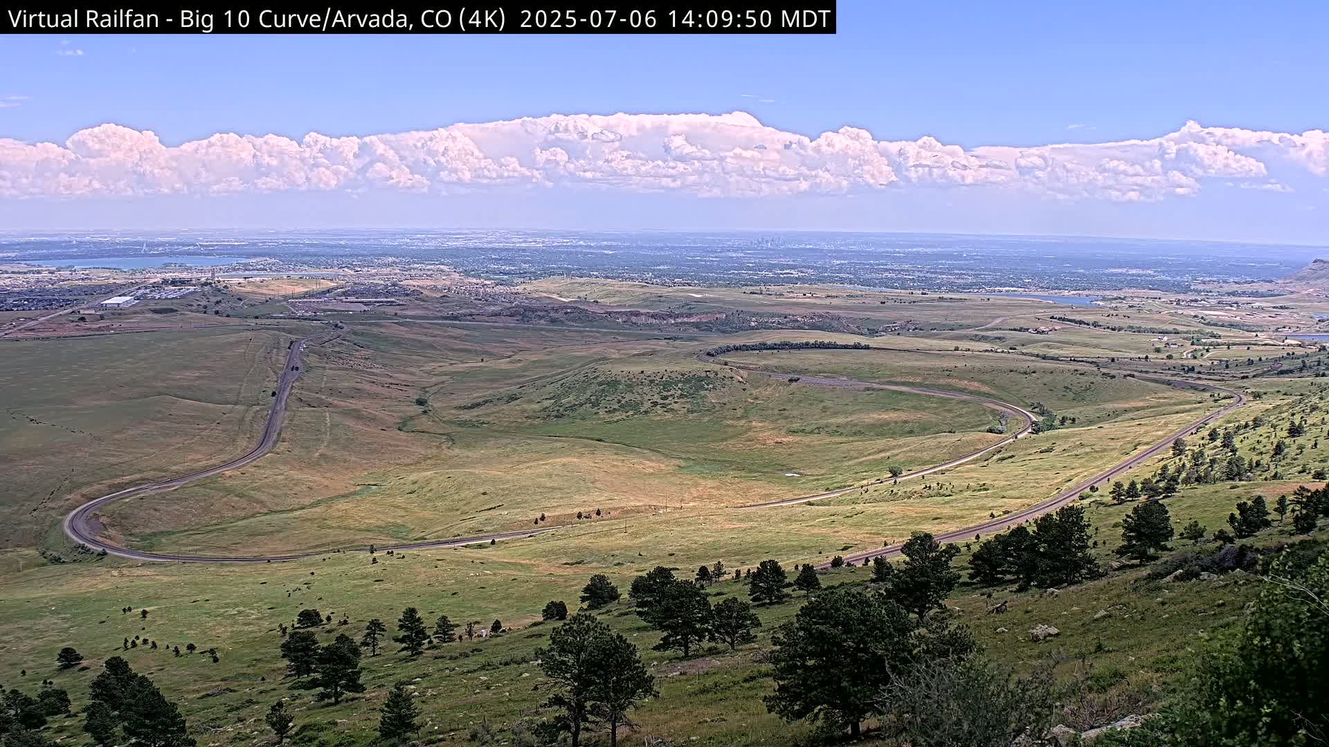 Denver Skyline  & Arvada Big  10 Curve Railroad Live Cam - Arvada, Jefferson, Colorado, USA
