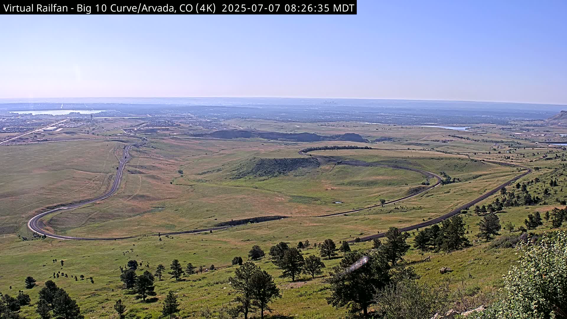 Denver Skyline  & Arvada Big  10 Curve Railroad Live Cam - Arvada, Jefferson, Colorado, USA