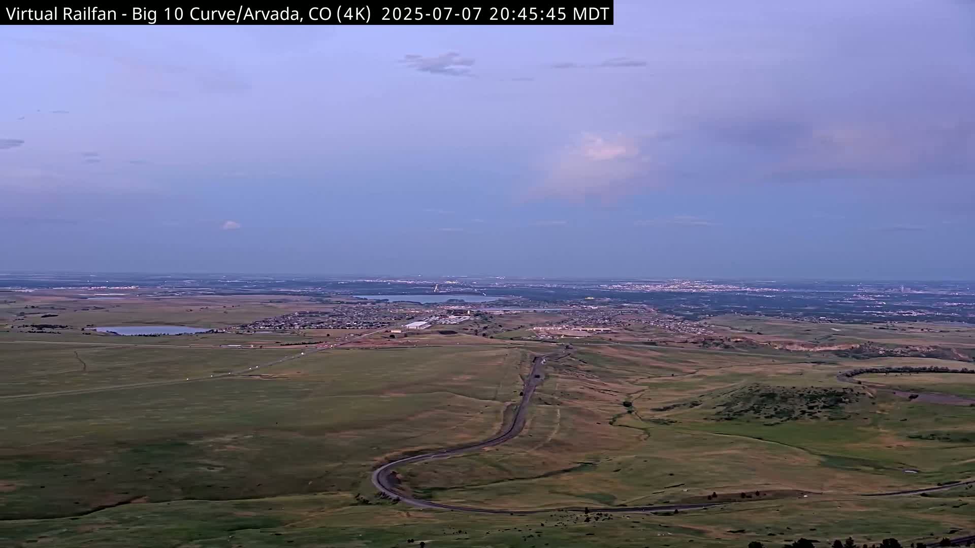 Denver Skyline  & Arvada Big  10 Curve Railroad Live Cam - Arvada, Jefferson, Colorado, USA