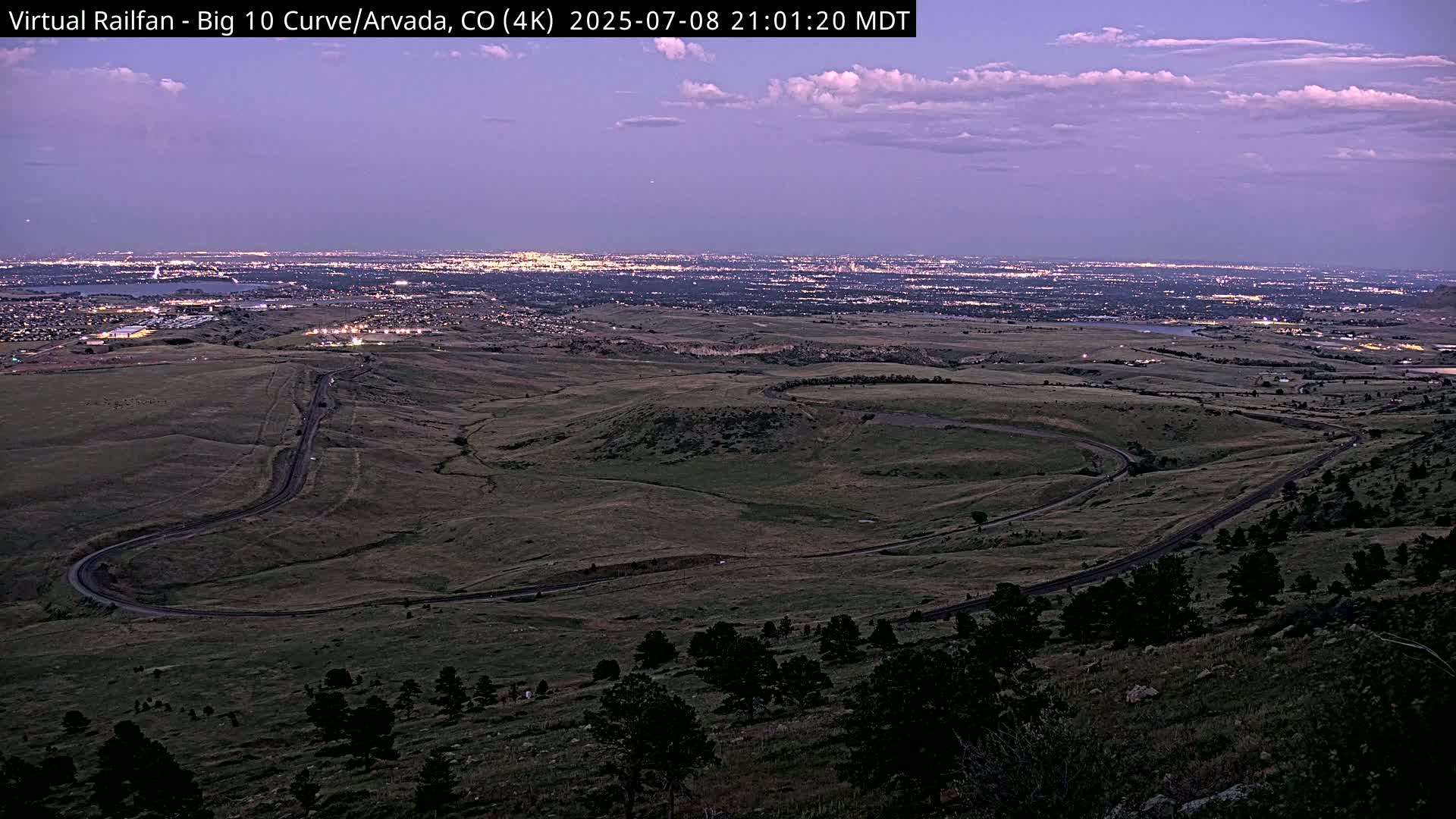 Denver Skyline  & Arvada Big  10 Curve Railroad Live Cam - Arvada, Jefferson, Colorado, USA