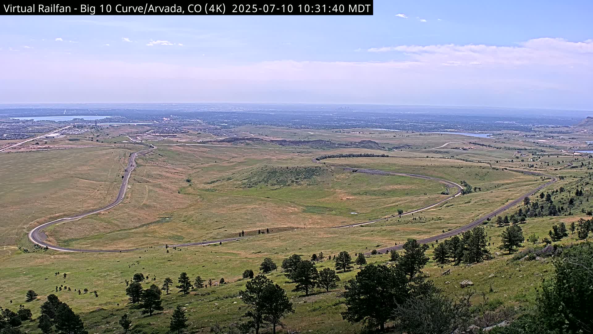 Denver Skyline  & Arvada Big  10 Curve Railroad Live Cam - Arvada, Jefferson, Colorado, USA