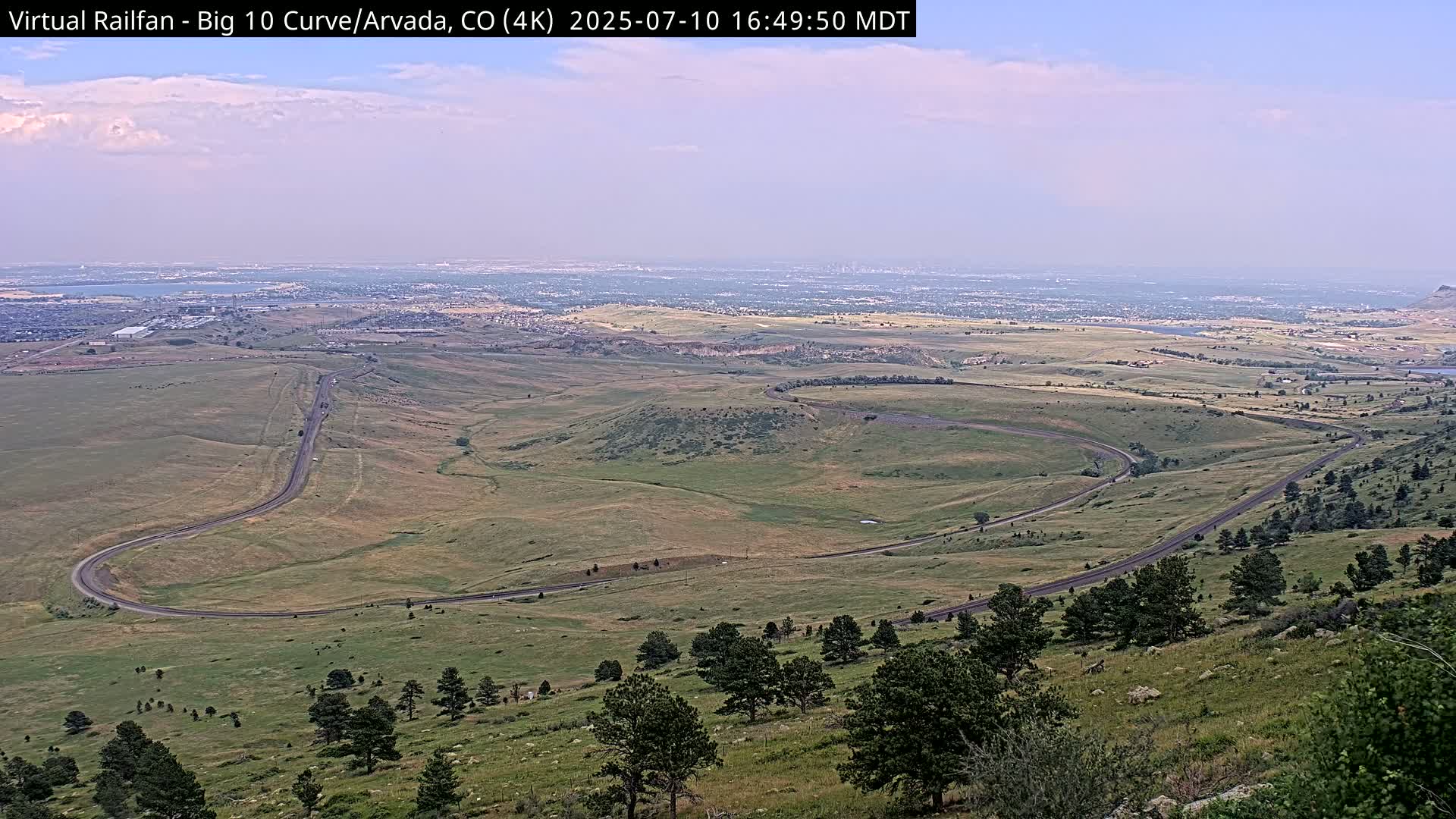 Denver Skyline  & Arvada Big  10 Curve Railroad Live Cam - Arvada, Jefferson, Colorado, USA