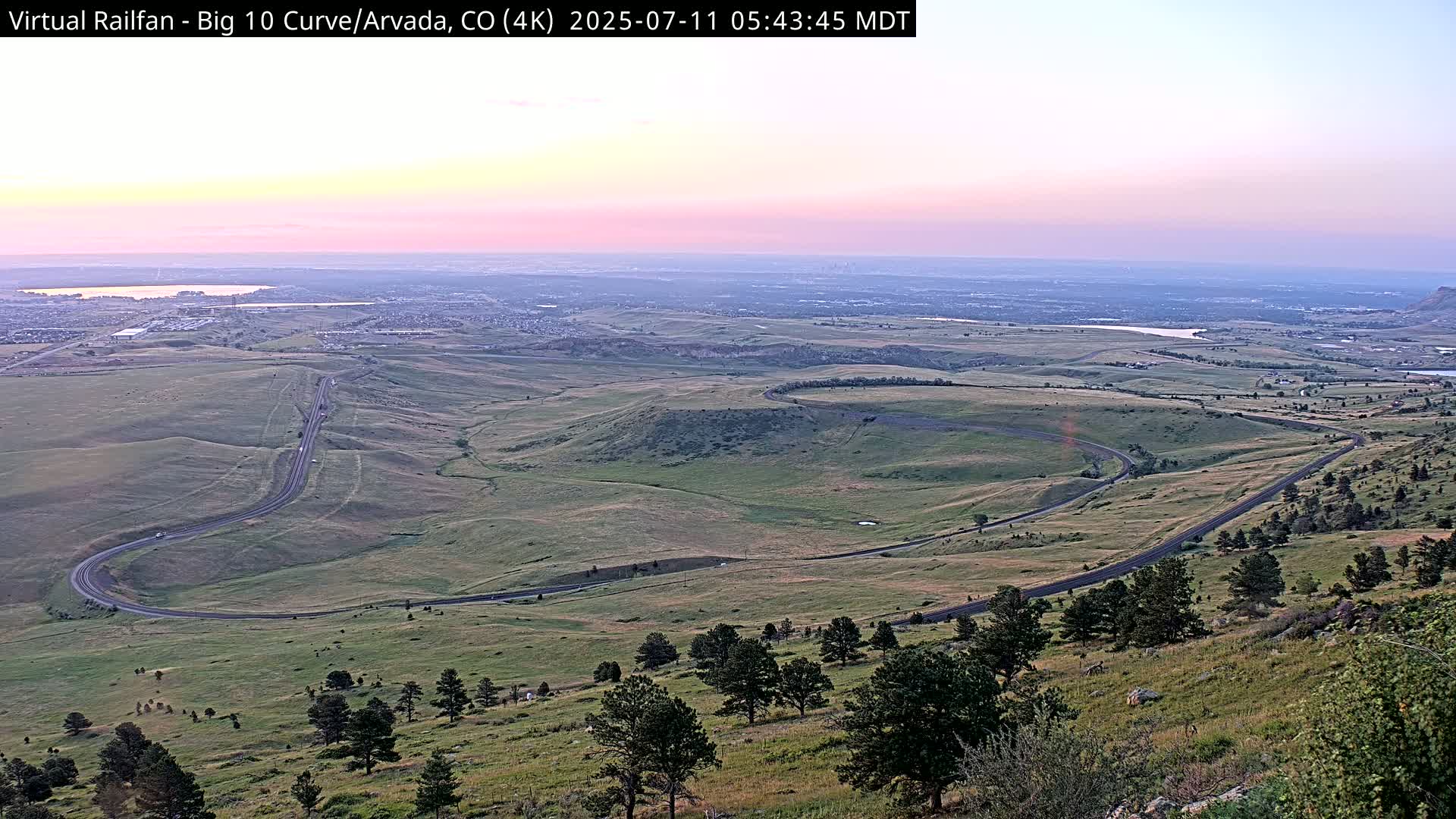 Denver Skyline  & Arvada Big  10 Curve Railroad Live Cam - Arvada, Jefferson, Colorado, USA