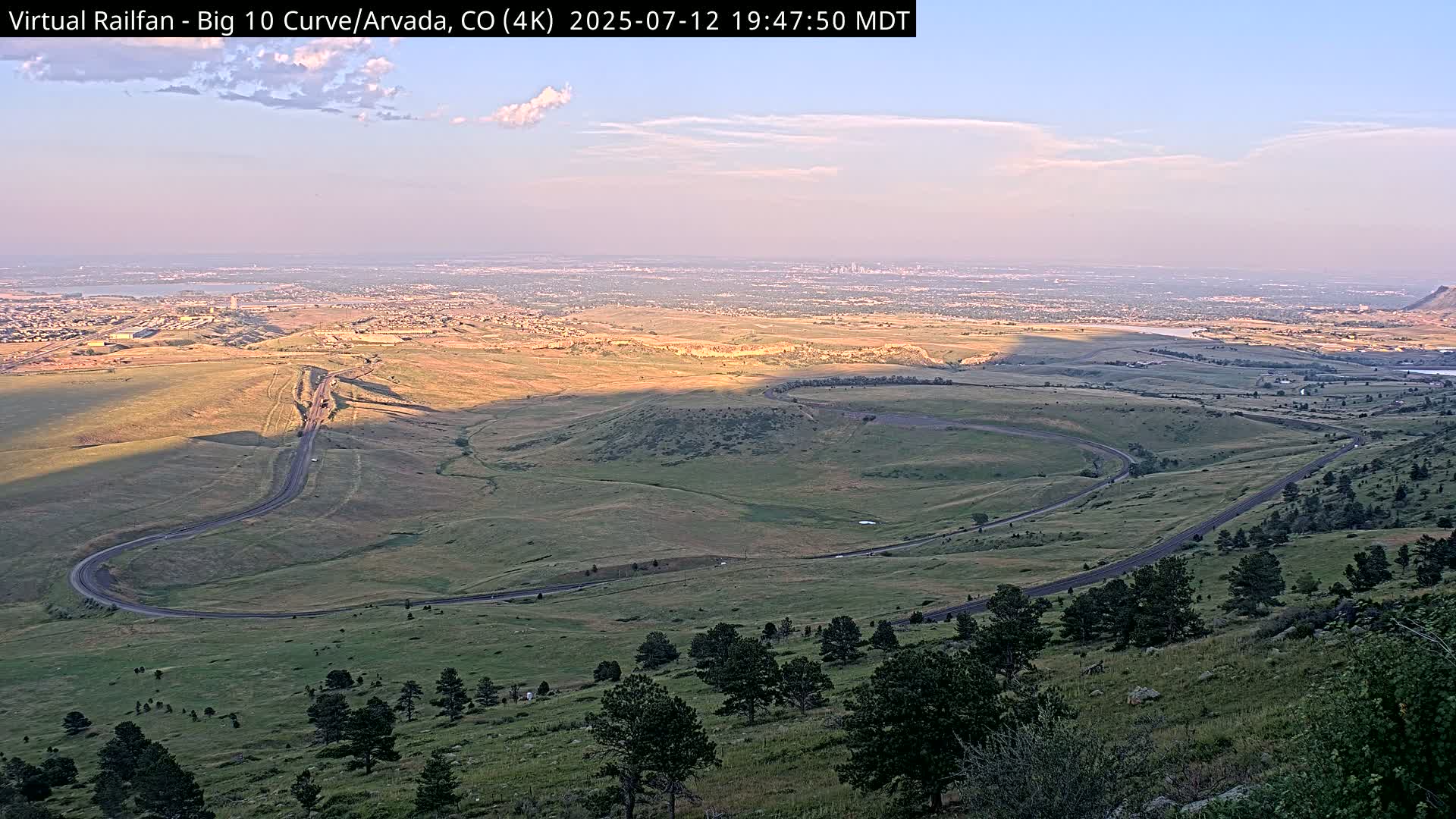 Denver Skyline  & Arvada Big  10 Curve Railroad Live Cam - Arvada, Jefferson, Colorado, USA