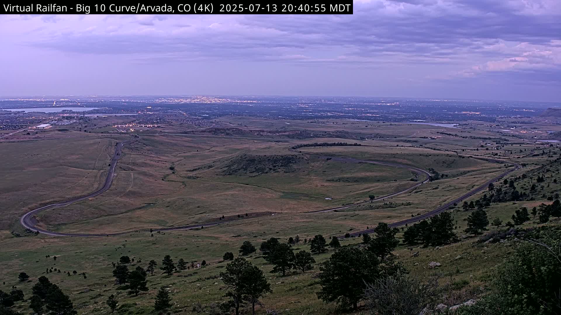 Denver Skyline  & Arvada Big  10 Curve Railroad Live Cam - Arvada, Jefferson, Colorado, USA