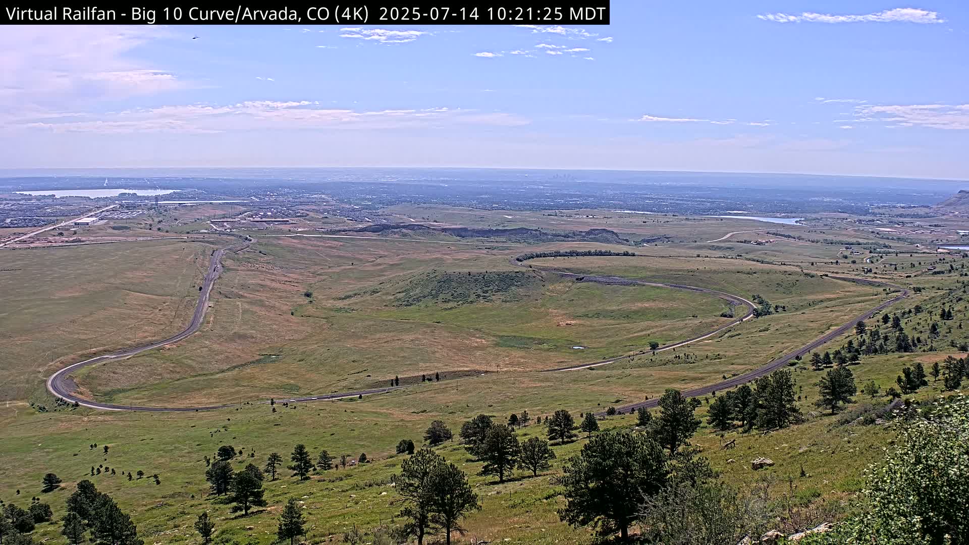 Denver Skyline  & Arvada Big  10 Curve Railroad Live Cam - Arvada, Jefferson, Colorado, USA