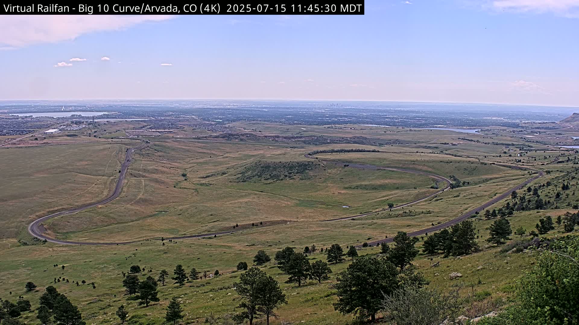 Denver Skyline  & Arvada Big  10 Curve Railroad Live Cam - Arvada, Jefferson, Colorado, USA