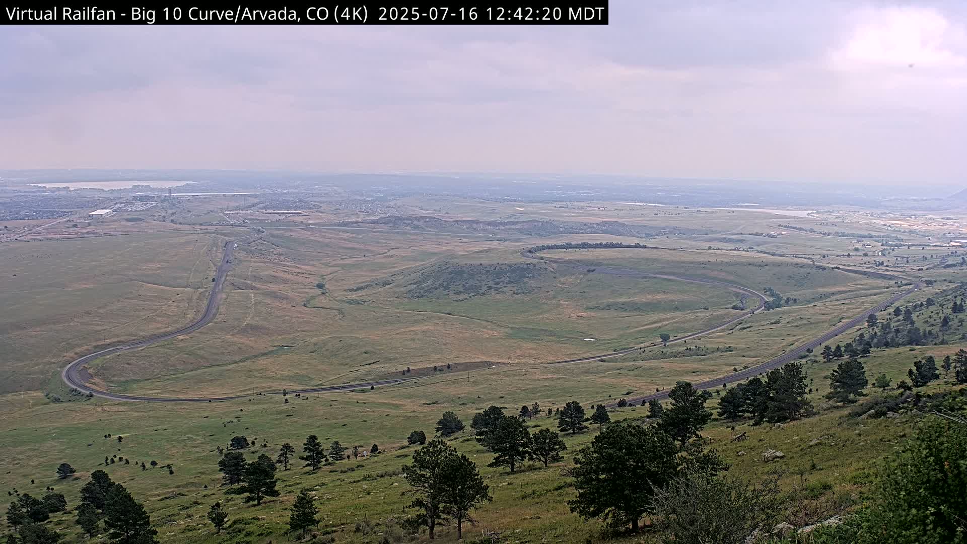 Denver Skyline  & Arvada Big  10 Curve Railroad Live Cam - Arvada, Jefferson, Colorado, USA