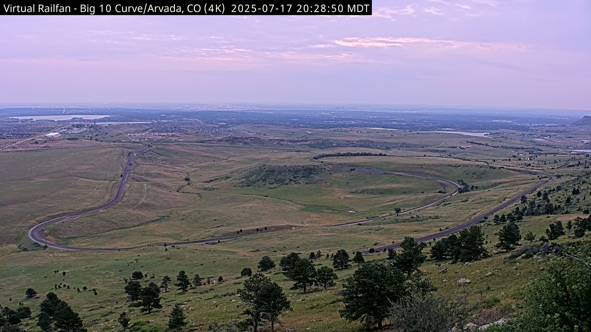 Denver Skyline  & Arvada Big  10 Curve Railroad Live Cam - Arvada, Jefferson, Colorado, USA