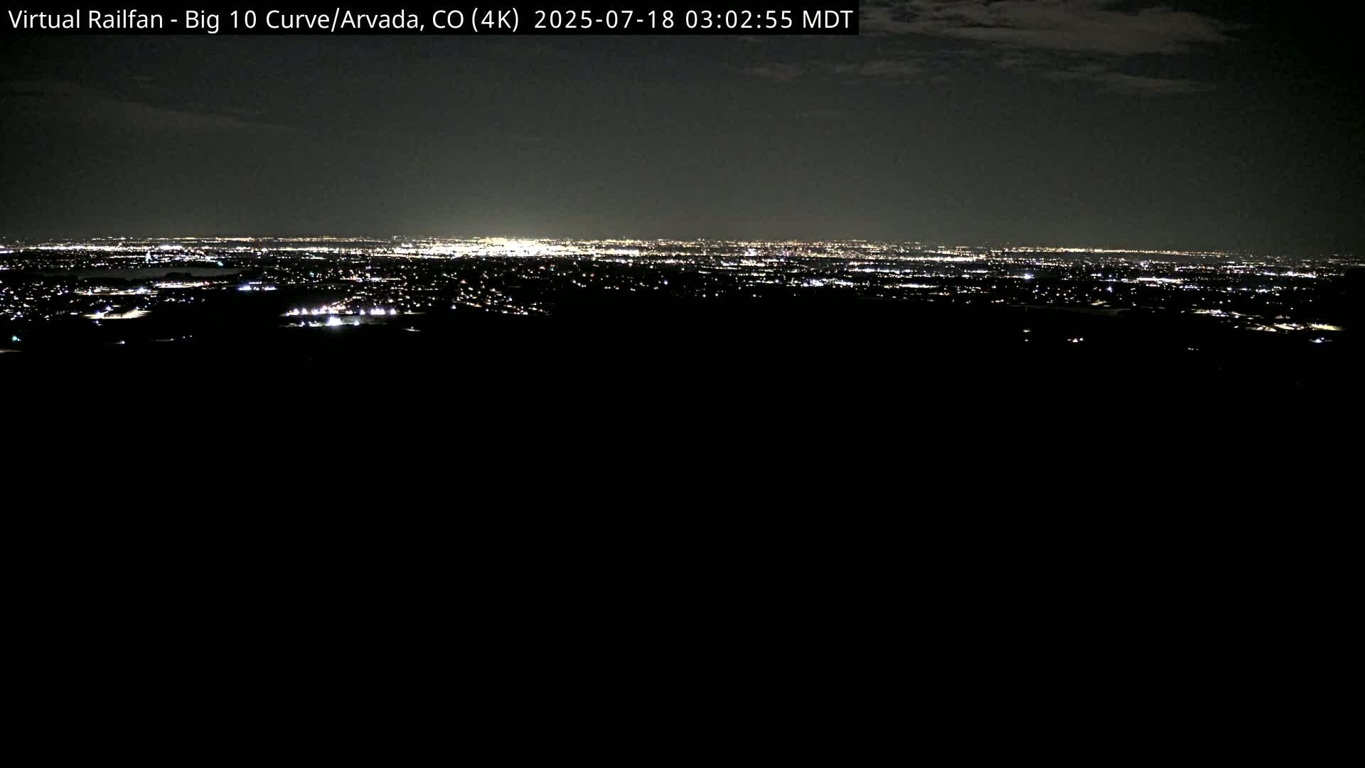 Denver Skyline  & Arvada Big  10 Curve Railroad Live Cam - Arvada, Jefferson, Colorado, USA