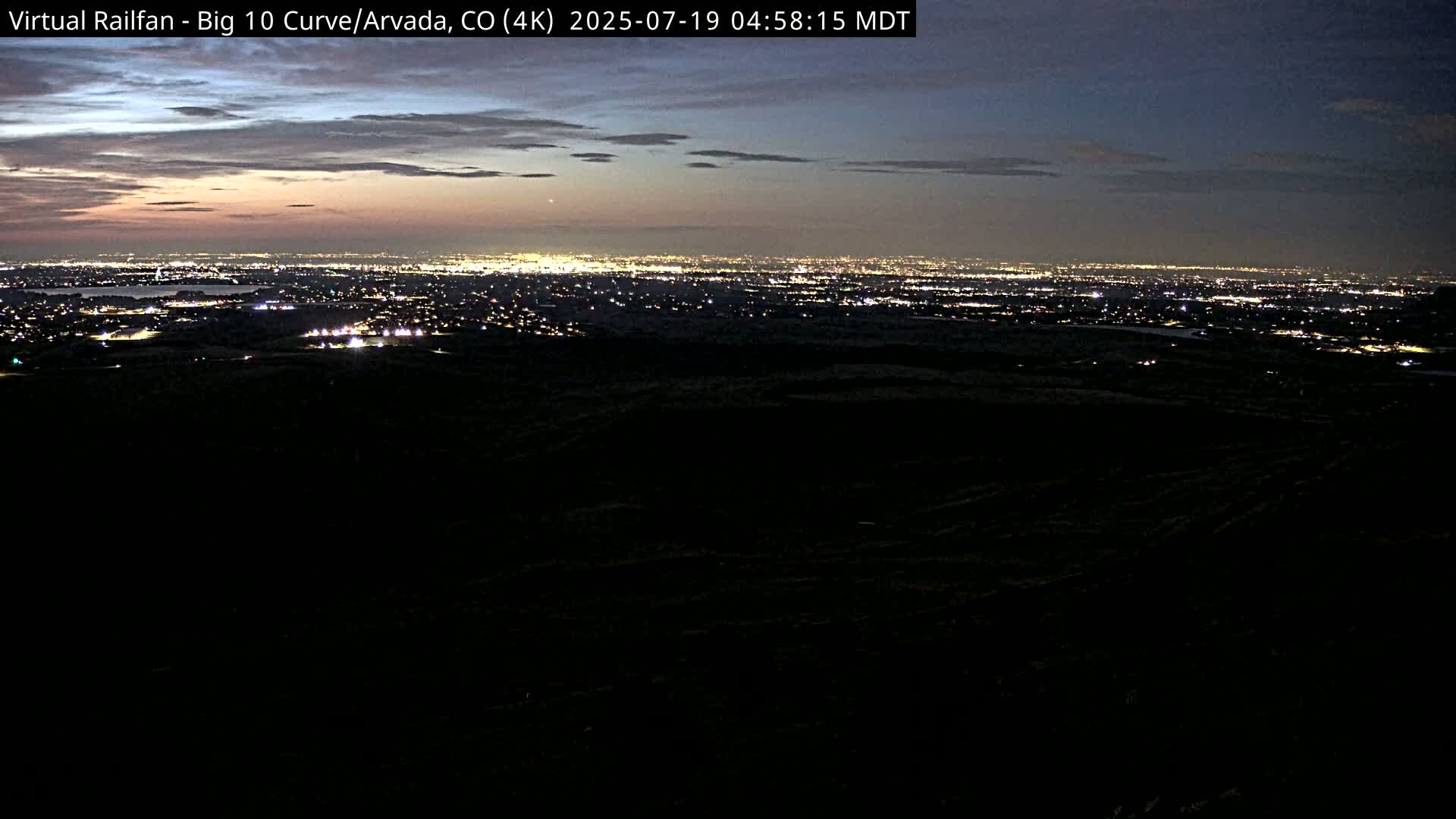Denver Skyline  & Arvada Big  10 Curve Railroad Live Cam - Arvada, Jefferson, Colorado, USA