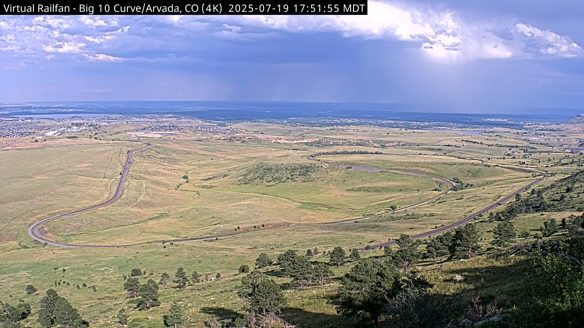 Denver Skyline  & Arvada Big  10 Curve Railroad Live Cam - Arvada, Jefferson, Colorado, USA
