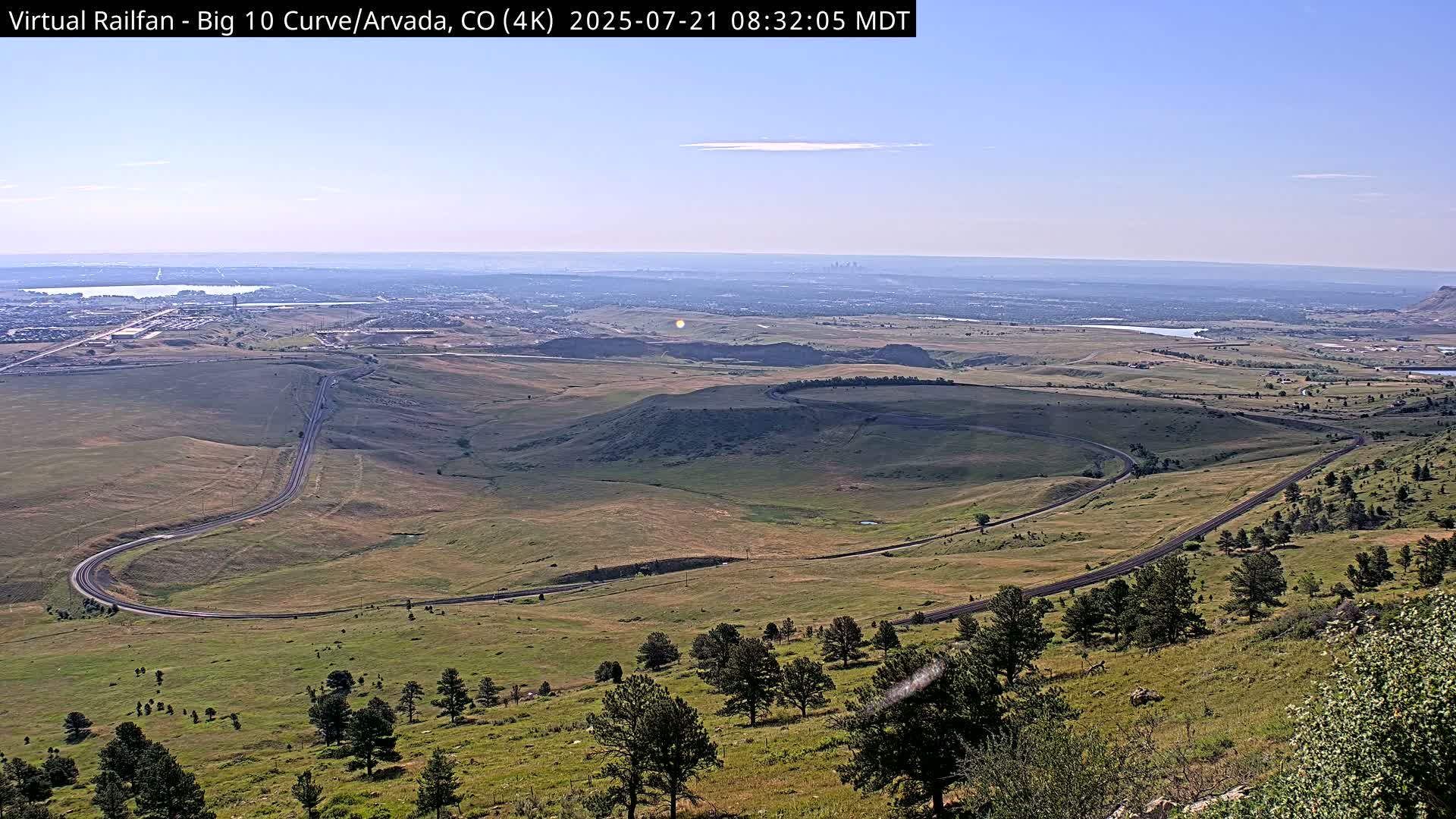 Denver Skyline  & Arvada Big  10 Curve Railroad Live Cam - Arvada, Jefferson, Colorado, USA