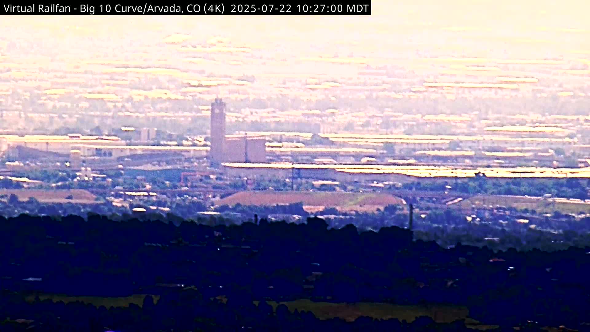 Denver Skyline  & Arvada Big  10 Curve Railroad Live Cam - Arvada, Jefferson, Colorado, USA