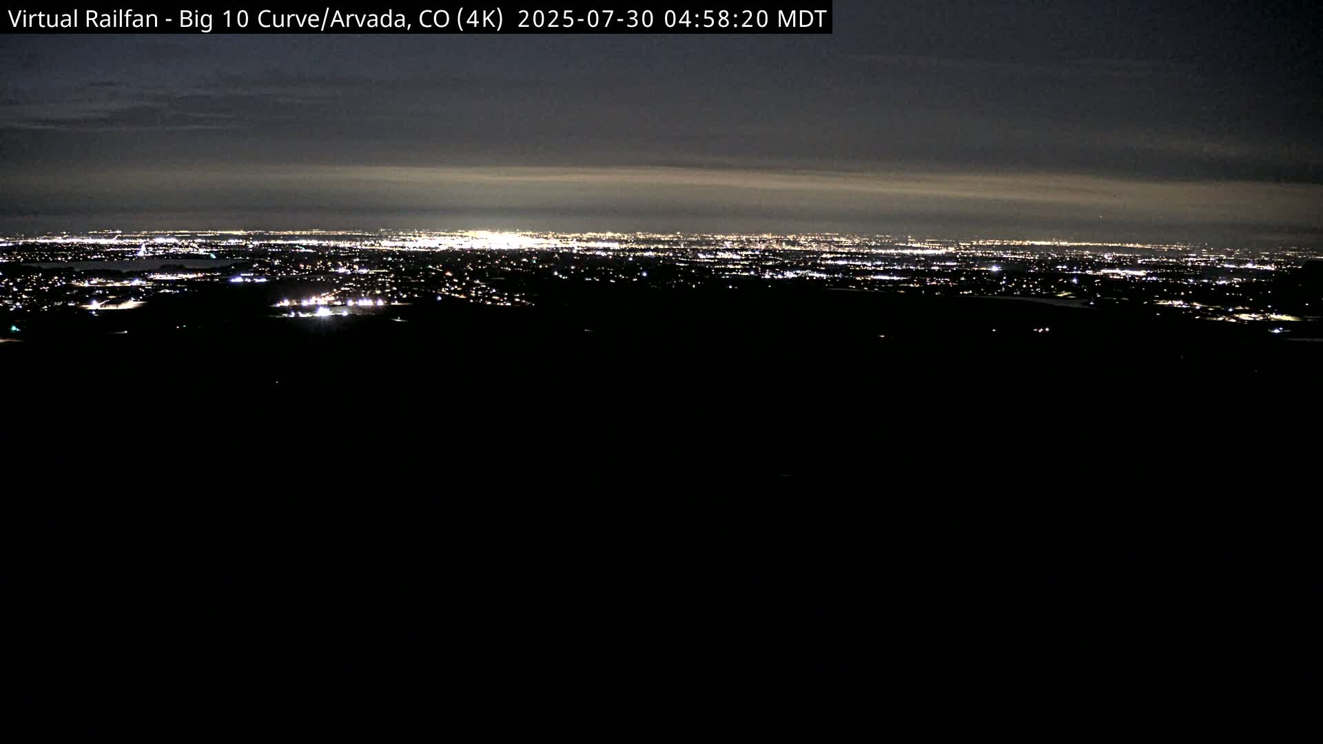 Denver Skyline  & Arvada Big  10 Curve Railroad Live Cam - Arvada, Jefferson, Colorado, USA