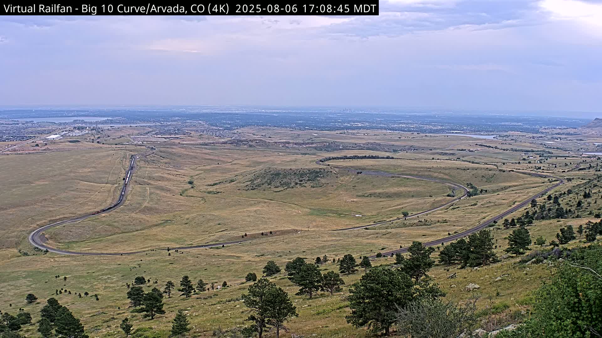 Denver Skyline  & Arvada Big  10 Curve Railroad Live Cam - Arvada, Jefferson, Colorado, USA