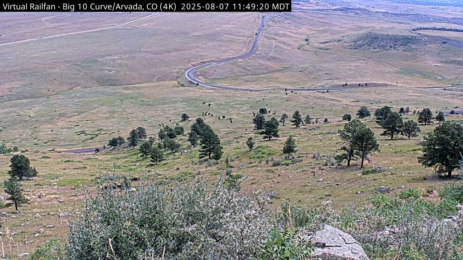 Denver Skyline  & Arvada Big  10 Curve Railroad Live Cam - Arvada, Jefferson, Colorado, USA