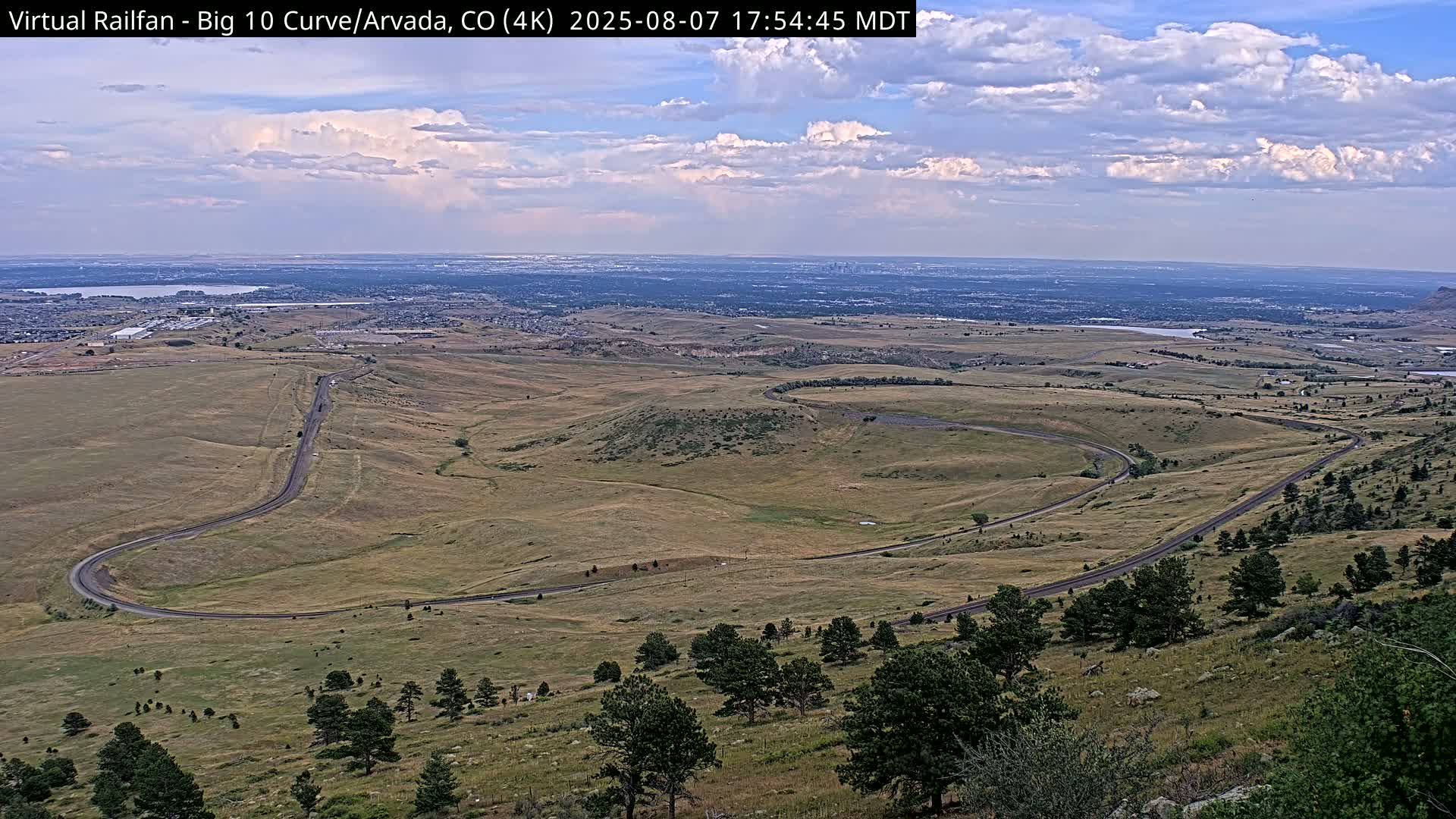 Denver Skyline  & Arvada Big  10 Curve Railroad Live Cam - Arvada, Jefferson, Colorado, USA
