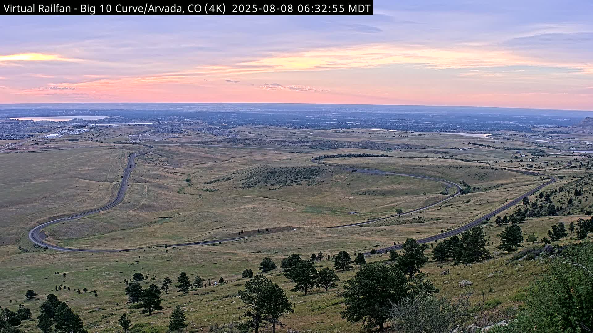 Denver Skyline  & Arvada Big  10 Curve Railroad Live Cam - Arvada, Jefferson, Colorado, USA