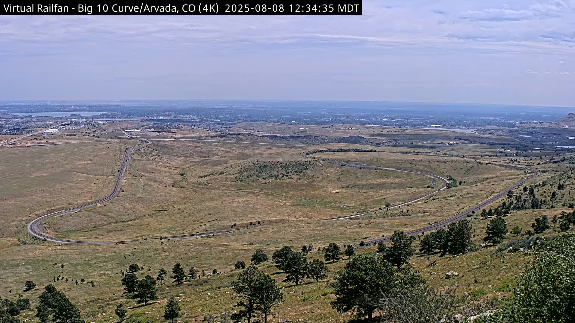 Denver Skyline  & Arvada Big  10 Curve Railroad Live Cam - Arvada, Jefferson, Colorado, USA