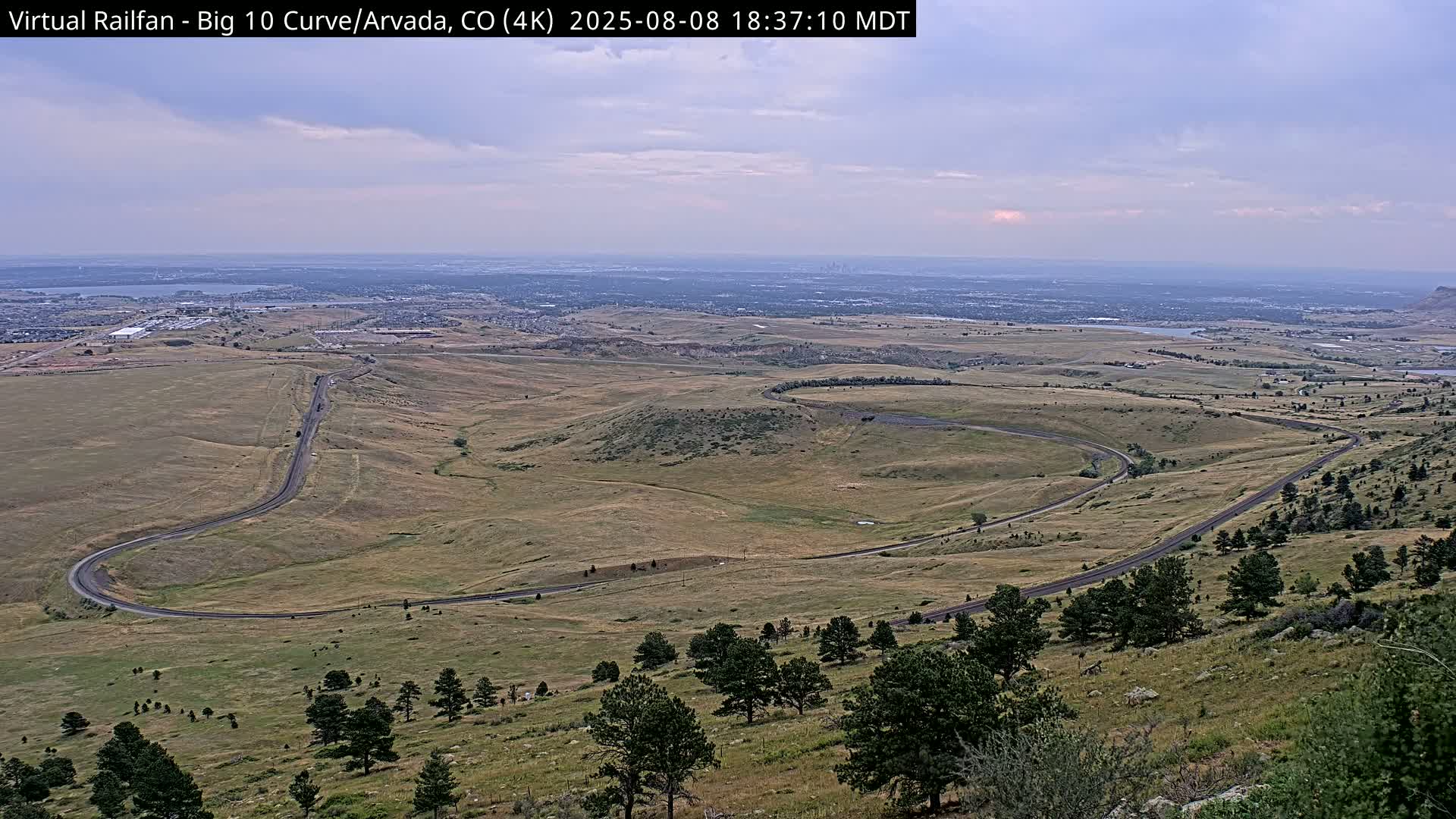 Denver Skyline  & Arvada Big  10 Curve Railroad Live Cam - Arvada, Jefferson, Colorado, USA