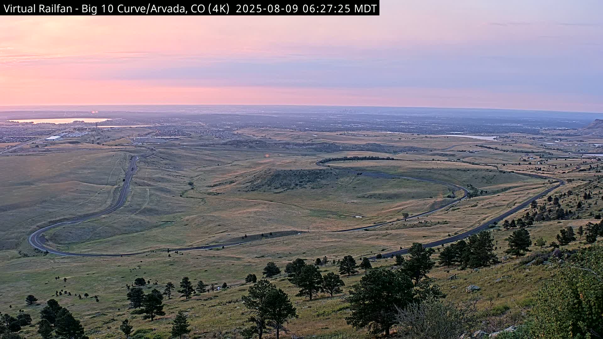 Denver Skyline  & Arvada Big  10 Curve Railroad Live Cam - Arvada, Jefferson, Colorado, USA