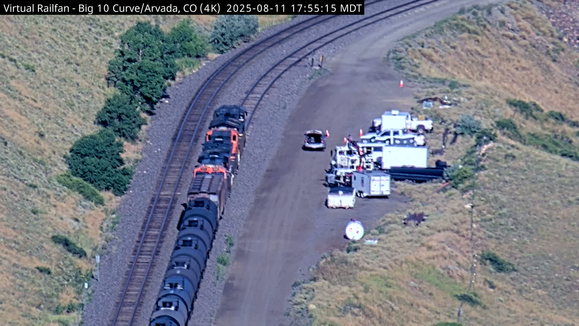 Denver Skyline  & Arvada Big  10 Curve Railroad Live Cam - Arvada, Jefferson, Colorado, USA