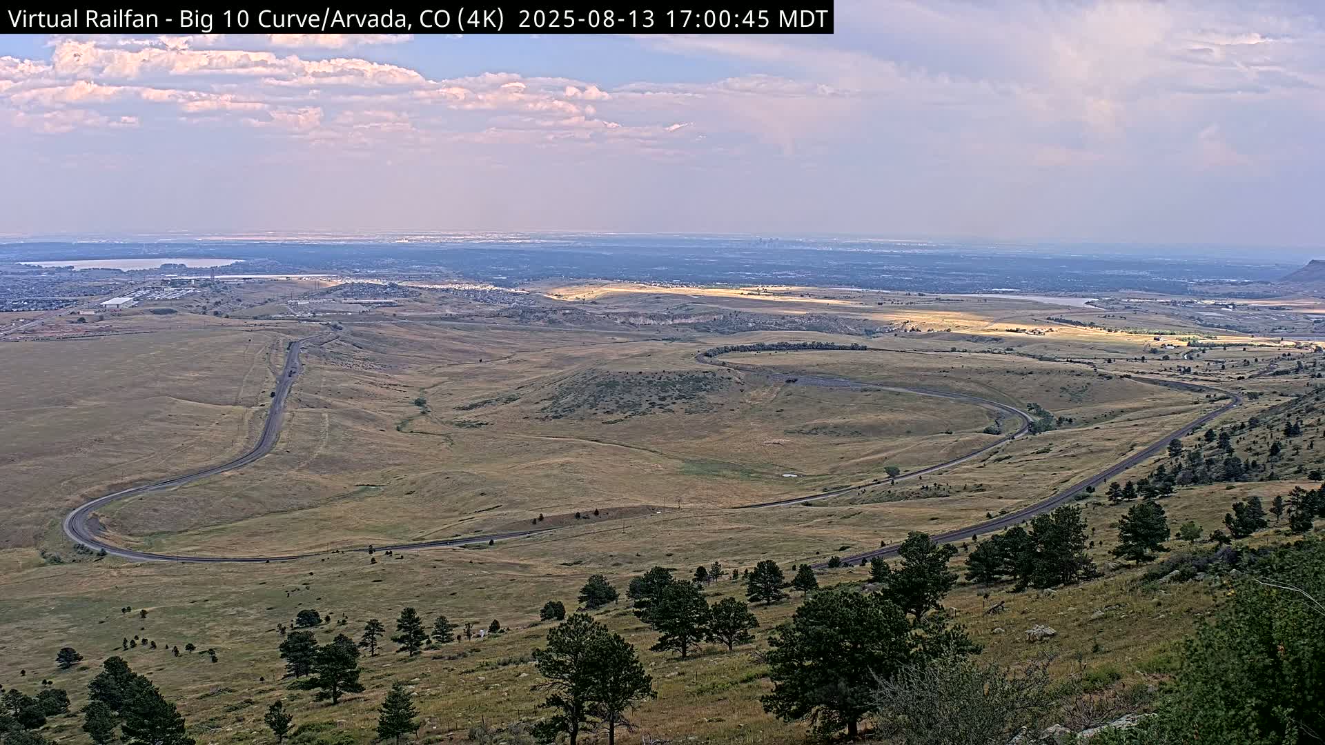 Denver Skyline  & Arvada Big  10 Curve Railroad Live Cam - Arvada, Jefferson, Colorado, USA