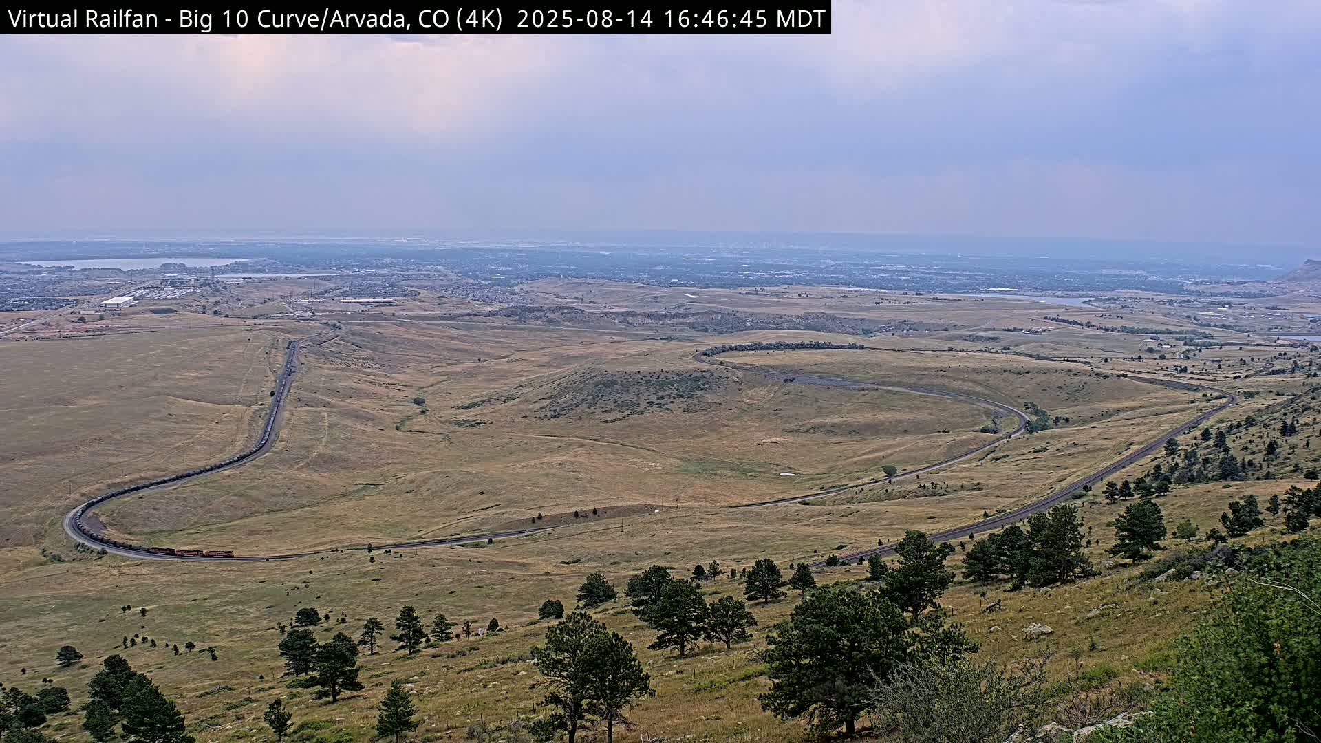 Denver Skyline  & Arvada Big  10 Curve Railroad Live Cam - Arvada, Jefferson, Colorado, USA