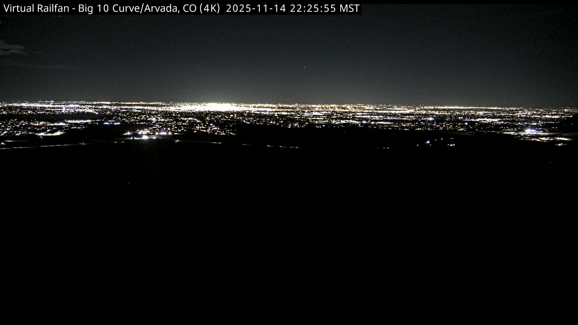 Denver Skyline  & Arvada Big  10 Curve Railroad Live Cam - Arvada, Jefferson, Colorado, USA