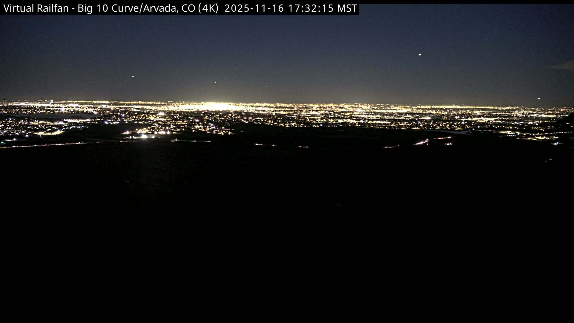 Denver Skyline  & Arvada Big  10 Curve Railroad Live Cam - Arvada, Jefferson, Colorado, USA