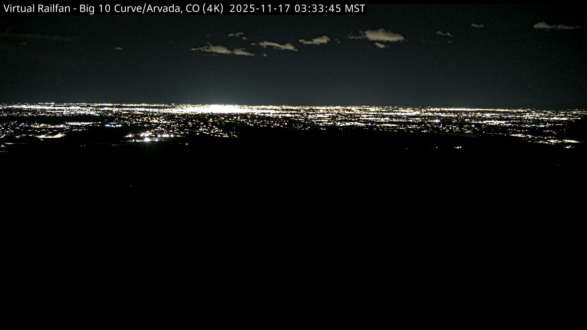 Denver Skyline  & Arvada Big  10 Curve Railroad Live Cam - Arvada, Jefferson, Colorado, USA