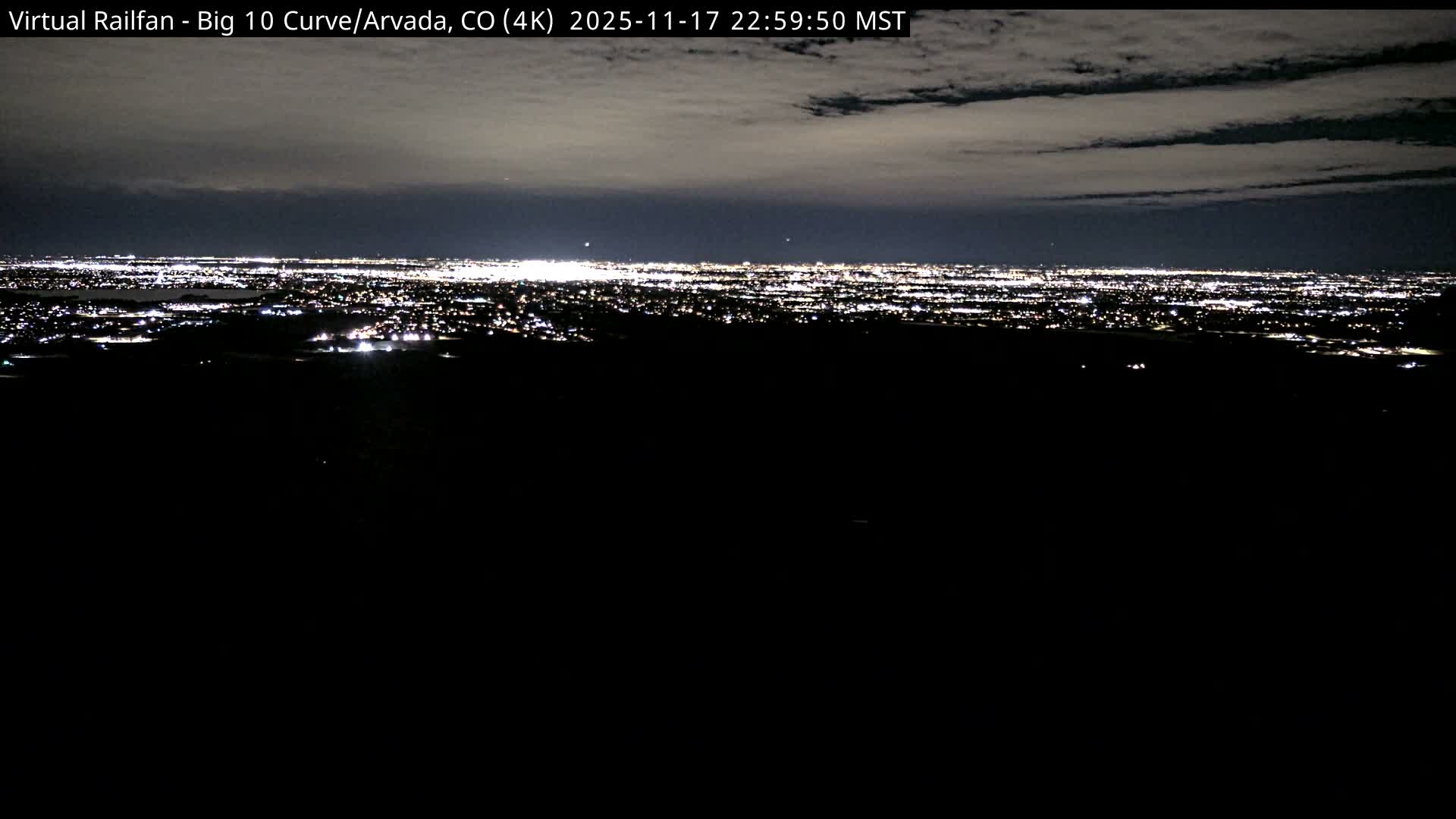 Denver Skyline  & Arvada Big  10 Curve Railroad Live Cam - Arvada, Jefferson, Colorado, USA
