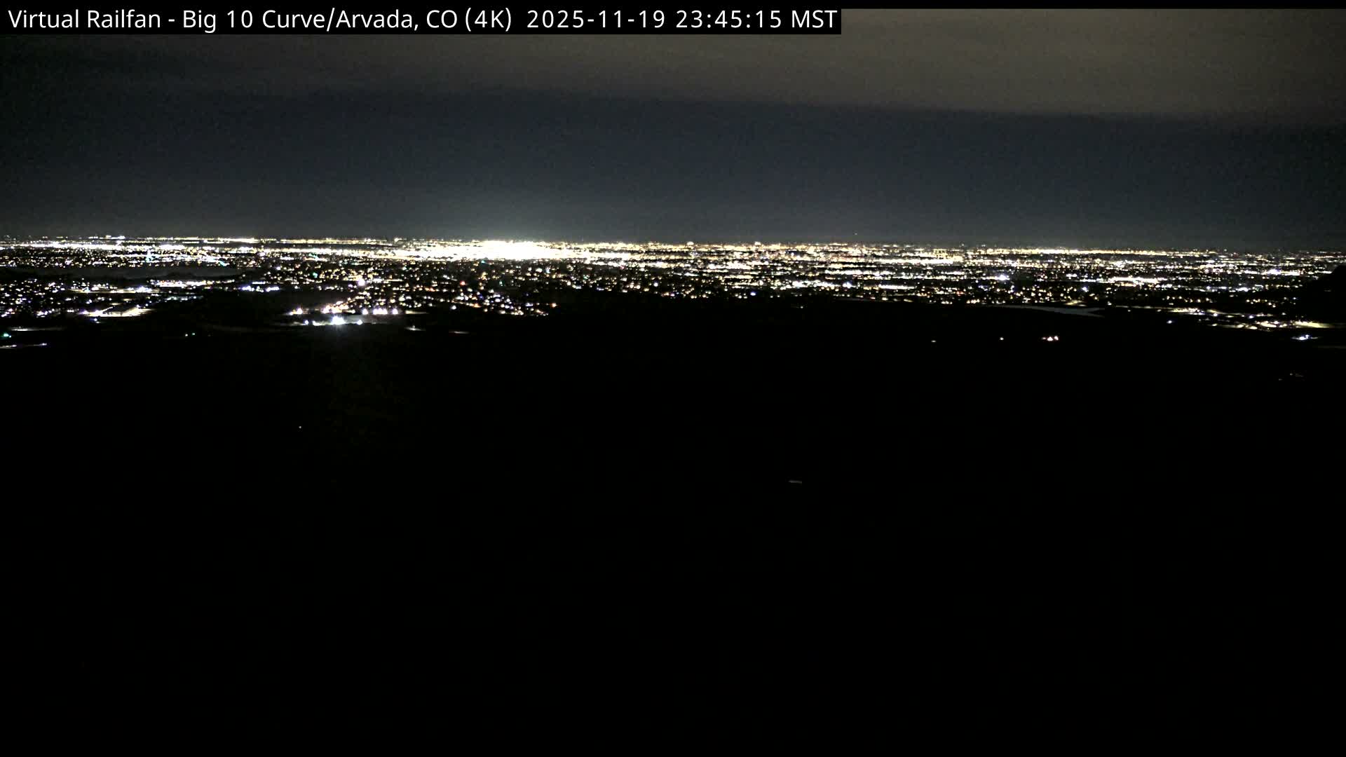 Denver Skyline  & Arvada Big  10 Curve Railroad Live Cam - Arvada, Jefferson, Colorado, USA
