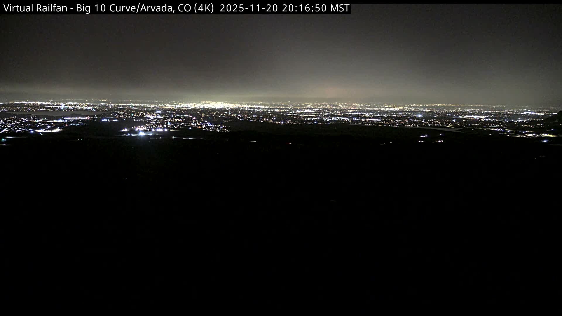 Denver Skyline  & Arvada Big  10 Curve Railroad Live Cam - Arvada, Jefferson, Colorado, USA