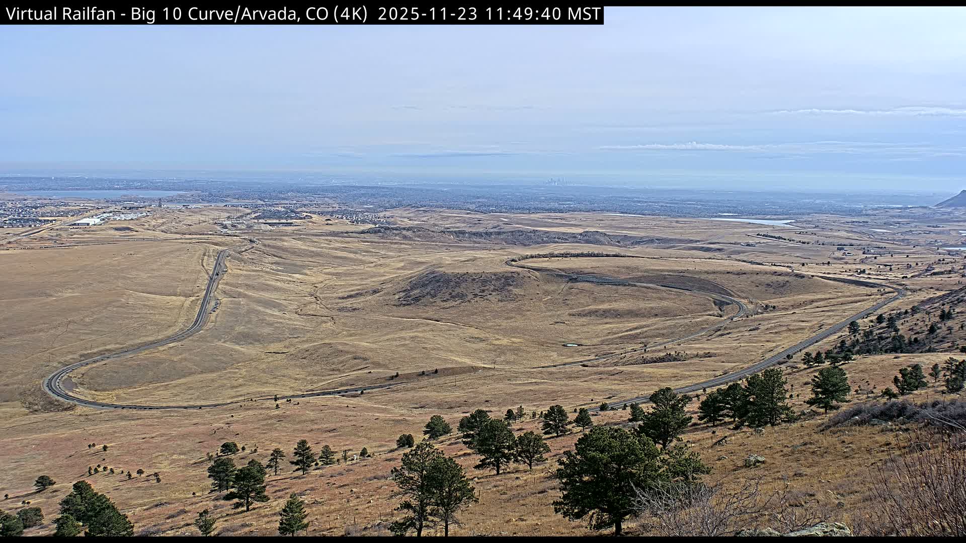 Denver Skyline  & Arvada Big  10 Curve Railroad Live Cam - Arvada, Jefferson, Colorado, USA