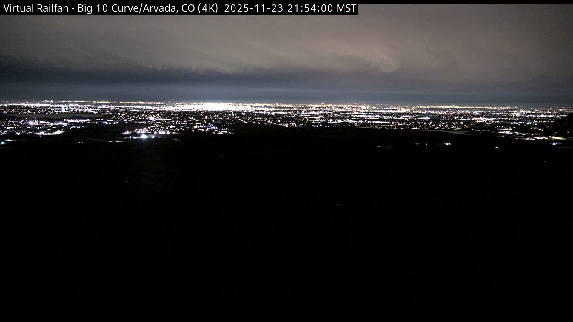 Denver Skyline  & Arvada Big  10 Curve Railroad Live Cam - Arvada, Jefferson, Colorado, USA